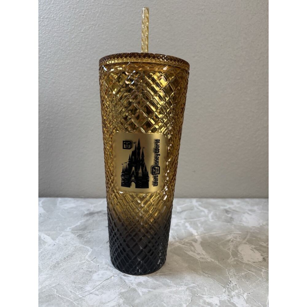 Walt Disney World Cinderella Castle Starbucks Tumbler 24oz Gold and Black 2024